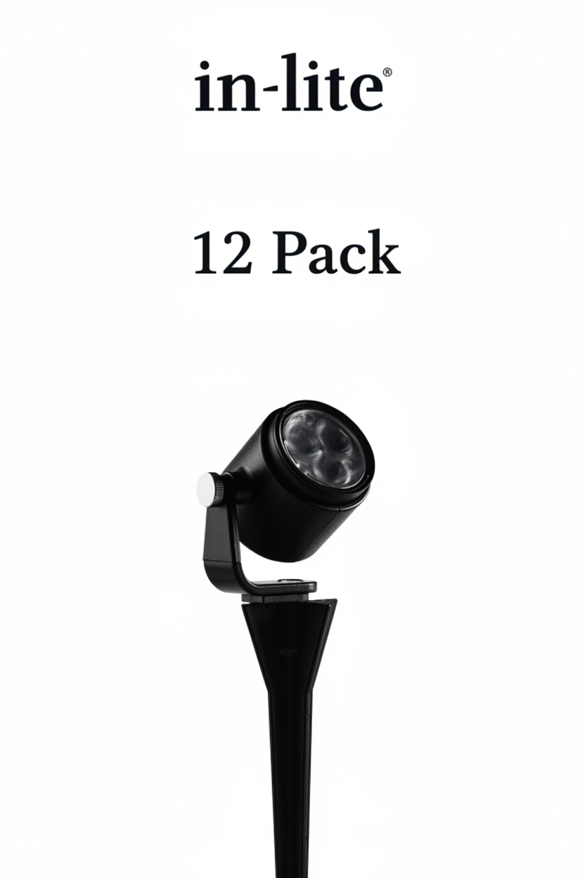 IN-LITE® MINI SCOPE spike spot - Black - 2VA - 12v - w/white (36°) - PACK OF 12